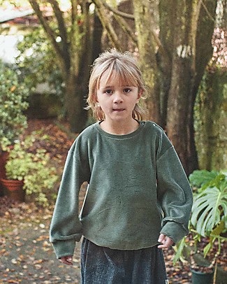 Poudre Organic Felpa a Maniche Lunghe Cassandre - Verde Foresta - 100% Spugna di Cotone Biologico Felpe