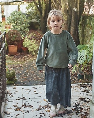 Poudre Organic Gonna Pantalone Monarde - Nero China - 100% Flanella di Cotone Biologico Pantaloni Lunghi