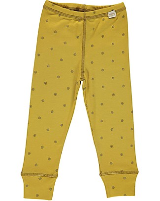Poudre Organic Leggings Baby Basilic (da 12 mesi a 2 anni) - Miele con Stampa Fiori - 100% cotone bio Pantaloni Lunghi