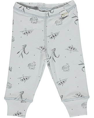 Poudre Organic Leggings Baby Basilic - Grigio con Stampa Laghetto - 100% cotone bio Leggings
