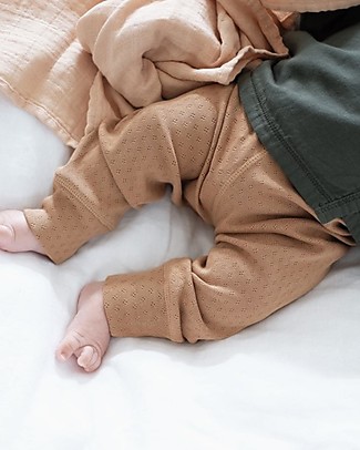 Poudre Organic Leggings Basilic - Panna - Motivo Traforato - 100% Cotone Biologico Leggings