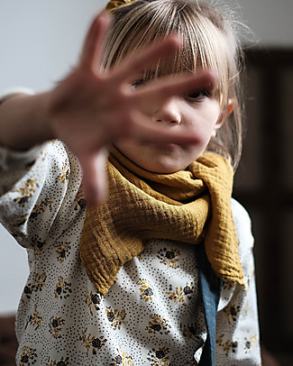 Poudre Organic Maglia Maniche Lunghe Olive (3-4 anni) - Fiori Panna - 100% cotone bio Maglie Manica Lunga