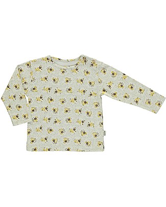 Poudre Organic Maglia Maniche Lunghe Olive (3-4 anni) - Fiori Panna - 100% cotone bio Maglie Manica Lunga