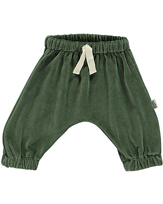Poudre Organic Pantaloni Lunghi Cannelle - Verde Foresta - 100% Doppia Garza di Cotone Biologico Pantaloni Lunghi