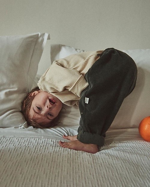 Poudre Organic Pantaloni Lunghi Cannelle - Verde Foresta - 100% Doppia Garza di Cotone Biologico Pantaloni Lunghi