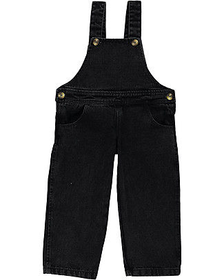 Poudre Organic Salopette Quetsche - Nero Denim - 100% Cotone Biologico Salopette