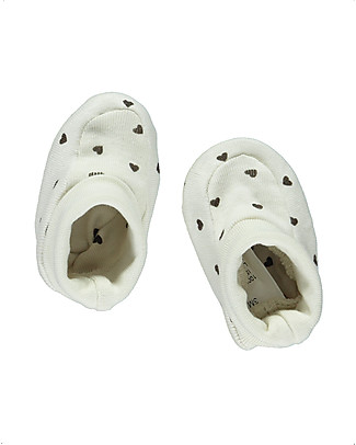 Poudre Organic Scarpine Baby Wakame - Cuori Neri - 100% Cotone Bio Pantofole