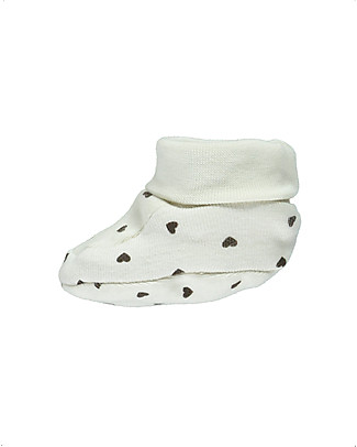 Poudre Organic Scarpine Baby Wakame - Cuori Neri - 100% Cotone Bio Pantofole