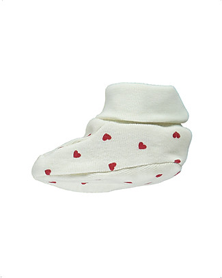 Poudre Organic Scarpine Baby Wakame - Cuori Rossi - 100% Cotone Bio Pantofole