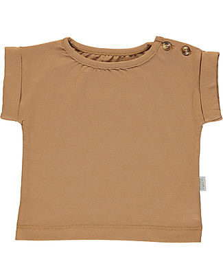 Poudre Organic T-shirt con Maniche Arrotolate e Bottoncini Bourrache (3-4 anni) - 100% cotone bio Top