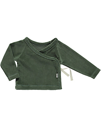 Poudre Organic Top Incrociato a Maniche Lunghe Crocus - Verde Foresta - 100% Spugna di Cotone Bio Maglie Manica Lunga