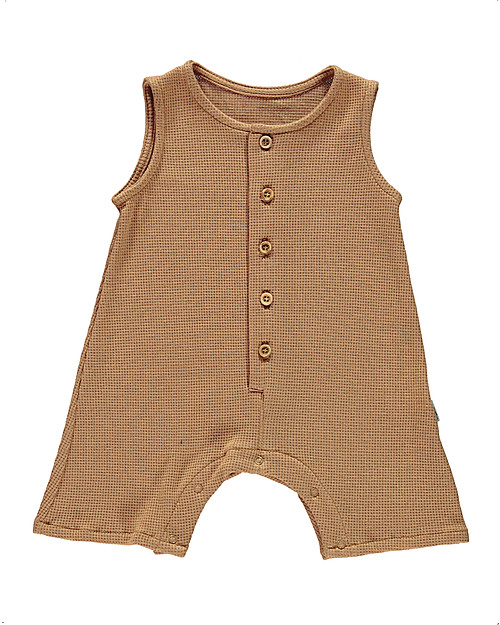 Poudre Organic Tutina Senza Maniche a Nido d'Ape - Indian Tan - 100% Cotone Bio Tutine Corte