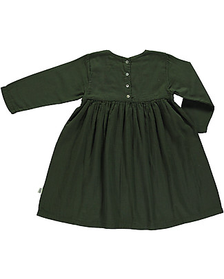 Poudre Organic Vestito a Maniche Lunghe Robe Liseron - Verde Foresta - 100% Doppia Garza di Cotone Bio Vestiti_