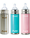 Pura Kiki Biberon Termico in Acciaio 266ml - Acciaio - Tettarella Flusso Medio (3+ mesi) Tettarelle