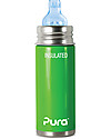 Pura Kiki Biberon Termico in Acciaio 266ml - Beccuccio Sippy - 6+ mesi - Verde Tettarelle