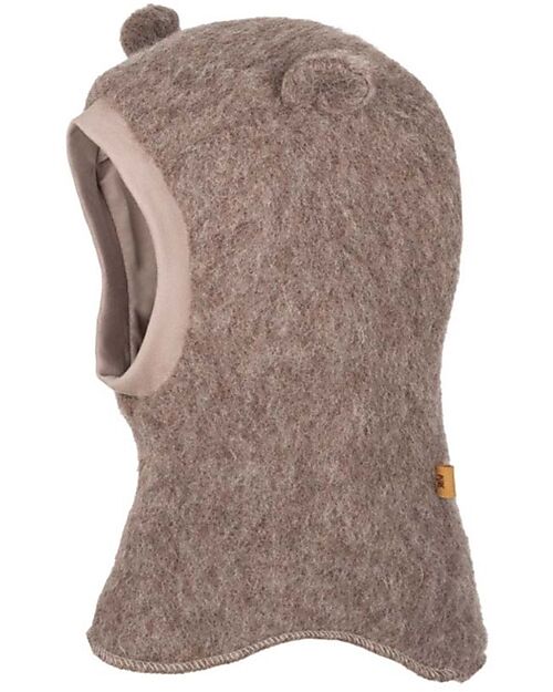 Pure Pure by Bauer Balaclava con Orecchie - Noce - Cotone/Lana Merino Bio GOTS Cappelli Invernali