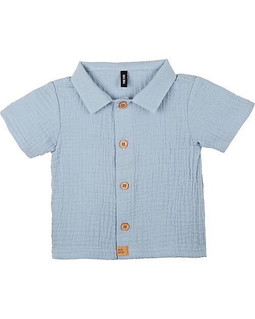 Pure Pure by Bauer Camicia con Botton - Azzurro - 100% Cotone Bio Certificato GOTS Camicie_