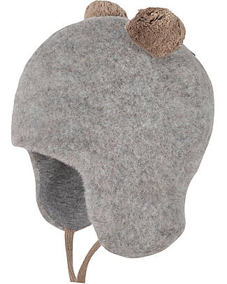 Pure Pure by Bauer Cappellino con Pompon - Grigio - 100% Lana Merino Bio GOTS Cappelli Invernali