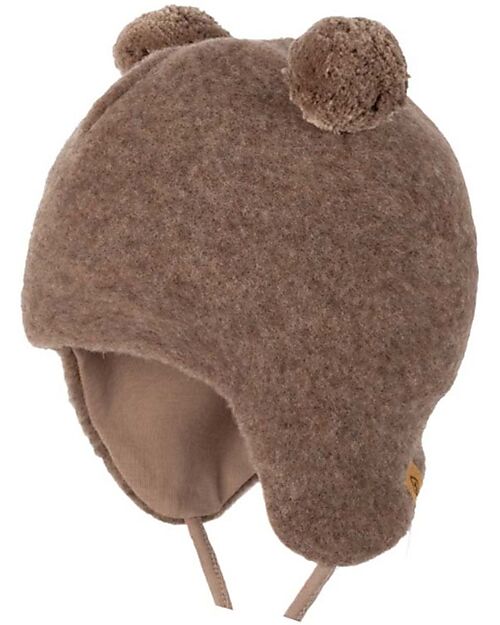 Pure Pure by Bauer Cappellino con Pompon - Noce - 100% Lana Merino Bio GOTS Cappelli Invernali