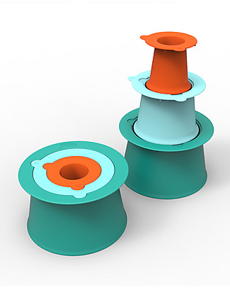 Quut Gioco Alto - Set 3 Stampi Impilabili per Castelli di Sabbia e Neve, Arancione Giochi Da Spiaggia
