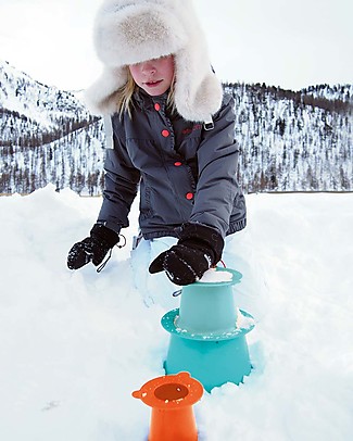 Quut Gioco Alto - Set 3 Stampi Impilabili per Castelli di Sabbia e Neve, Arancione Giochi Da Spiaggia