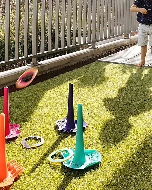Quut Ringo set con 6 Anelli e una Pallina - Multicolore - Leggero e Amico dell'ambiente Giochi da Spiaggia