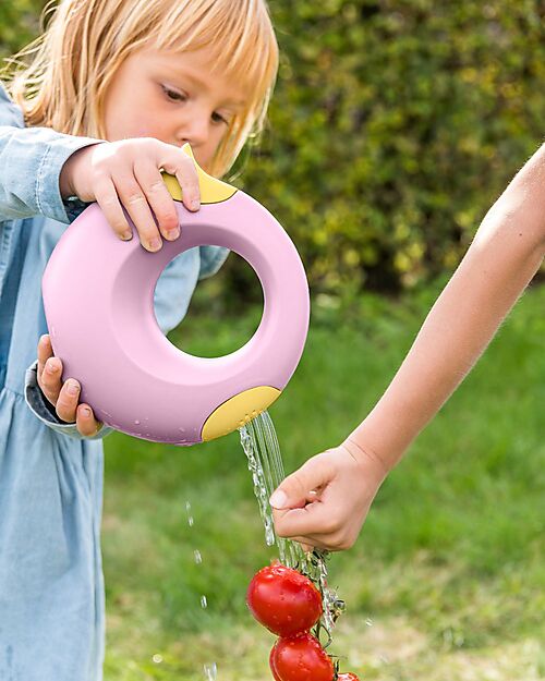 Quut Set Spiaggia - Rosa e Giallo - Palla/Annaffiatoio e Rastrello - con Borsa Colorata Giochi da Spiaggia