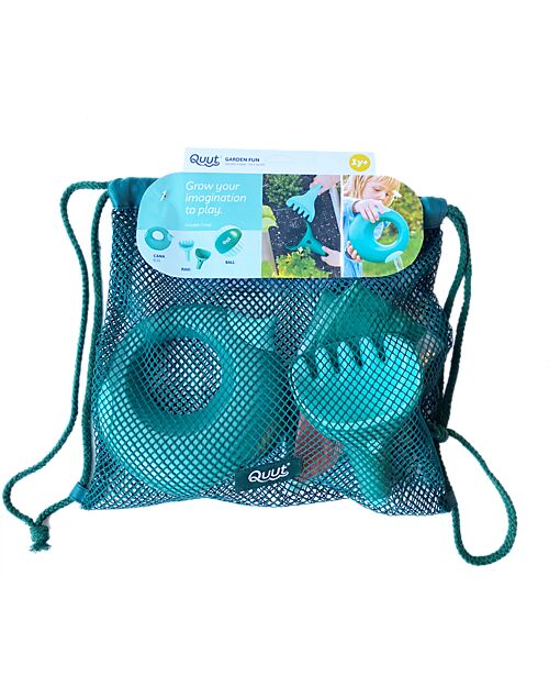 Quut Set Spiaggia - Verde - Palla/Annaffiatoio e Rastrello - con Borsa Colorata Giochi da Spiaggia