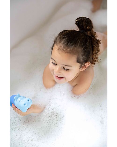 Quut Squeezi Hippo - Gioco da Bagno - Azzurro -  100% Silicone Giochi Bagno
