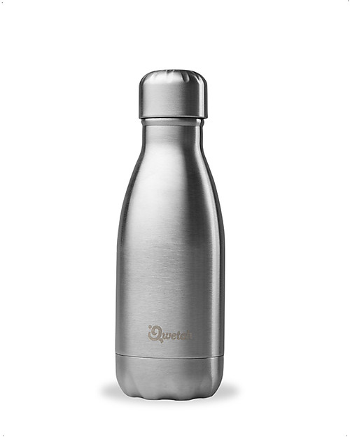 Qwetch Borraccia Termica in Acciaio Inox - Acciaio Pettinato - 260 ml Borracce Termiche