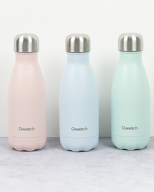 Qwetch Borraccia Termica in Acciaio Inox - Blu Pastello - 260 ml Borracce Termiche