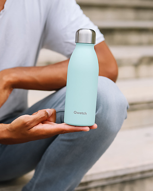 Qwetch Borraccia Termica in Acciaio Inox - Blu Pastello - 260 ml Borracce Termiche