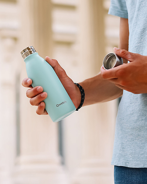 Qwetch Borraccia Termica in Acciaio Inox - Blu Pastello - 260 ml Borracce Termiche