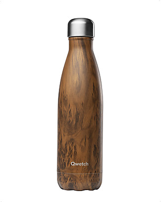 Qwetch Borraccia Termica in Acciaio Inox - Color Legno - 500 ml Borracce Termiche