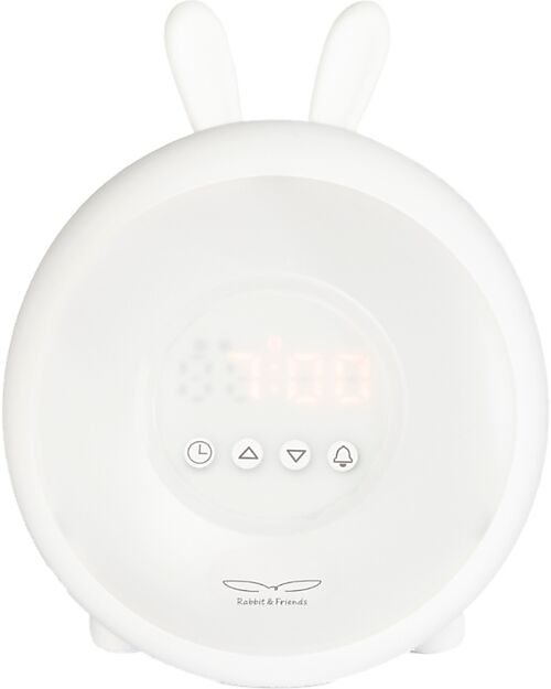 Rabbit & Friends Lampada da Notte con Sveglia - Bianco - 2 in 1 Lampade da Notte