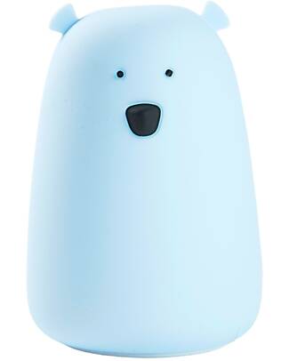 Rabbit & Friends Lampada da Notte Orsetto - Azzurro - Morbido Silicone - 16x10.7 cm Lampade da Notte