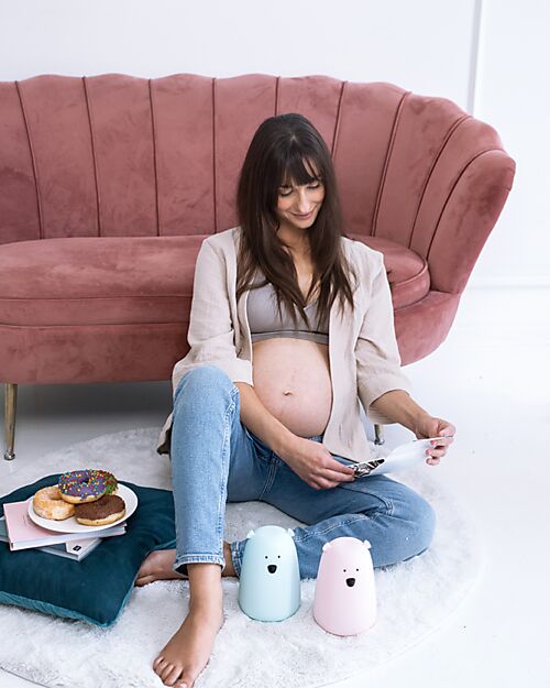 Rabbit & Friends Lampada da Notte Orsetto - Azzurro - Morbido Silicone - 16x10.7 cm Lampade da Notte