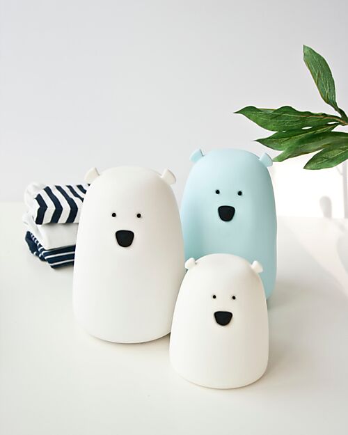Rabbit & Friends Lampada da Notte Orsetto - Azzurro - Morbido Silicone - 16x10.7 cm Lampade da Notte