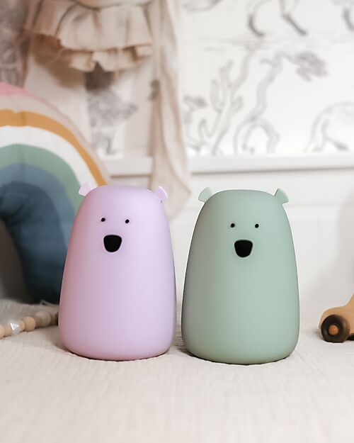 Rabbit & Friends Lampada da Notte Orsetto - Lavanda - Morbido Silicone - 16x10.7 cm Lampade da Notte