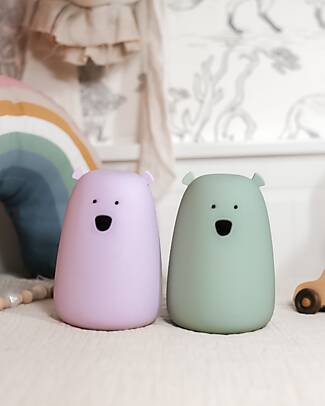 Rabbit & Friends Lampada da Notte Orsetto - Lavanda - Morbido Silicone - 16x10.7 cm Lampade da Notte