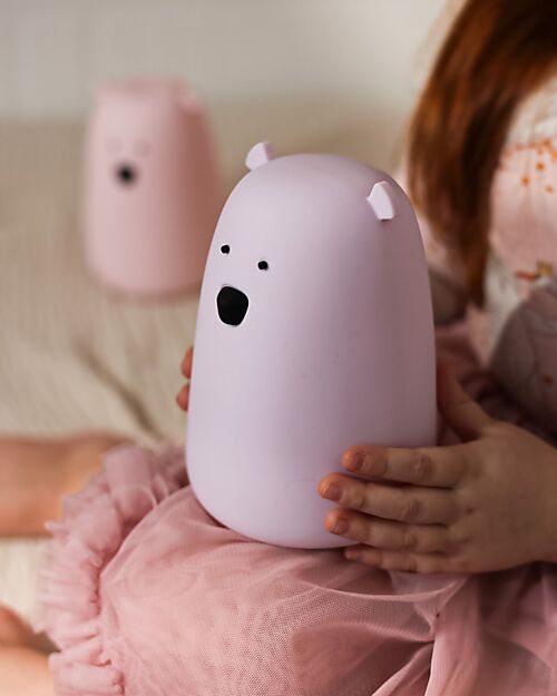 Rabbit & Friends Lampada da Notte Orsetto - Lavanda - Morbido Silicone - 16x10.7 cm Lampade da Notte