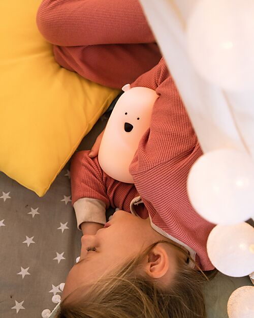 Rabbit & Friends Lampada da Notte Orsetto - Rosa - Morbido Silicone - 16x10.7 cm Lampade da Notte