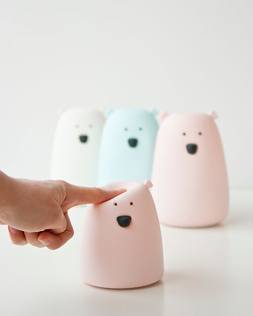 Rabbit & Friends Lampada da Notte Orsetto - Rosa - Morbido Silicone - 16x10.7 cm Lampade da Notte