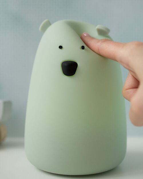 Rabbit & Friends Lampada da Notte Orsetto - Salvia - Morbido Silicone - 16x10.7 cm Lampade da Notte