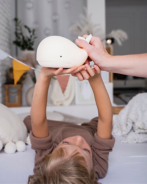 Rabbit & Friends Luce da Notte Balena in Morbido Silicone - Bianco - Con Telecomando Lampade da Notte