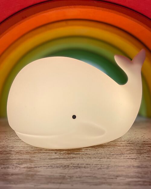 Rabbit & Friends Luce da Notte Balena in Morbido Silicone - Bianco - Con Telecomando Lampade da Notte