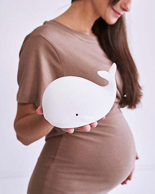 Rabbit & Friends Luce da Notte Balena in Morbido Silicone - Bianco - Con Telecomando Lampade da Notte