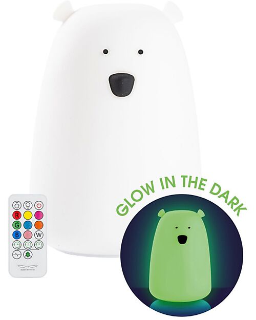 Rabbit & Friends Luce da Notte Orsetto in Morbido Silicone - Glow - Con Telecomando Lampade da Notte