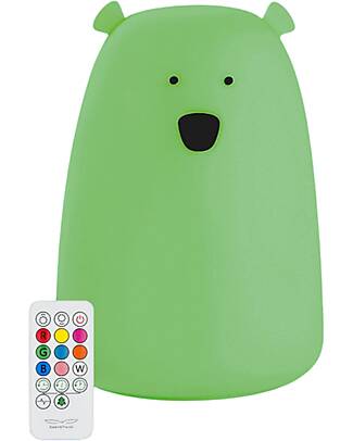 Rabbit & Friends Luce da Notte Orsetto in Morbido Silicone - Glow - Con Telecomando - Si Illumina al Buio! Lampade da Notte