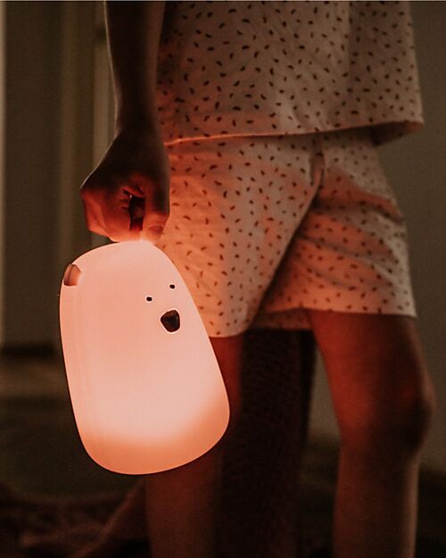 Rabbit & Friends Luce da Notte Orsetto in Morbido Silicone - Rosa - Con Telecomando Lampade da Notte